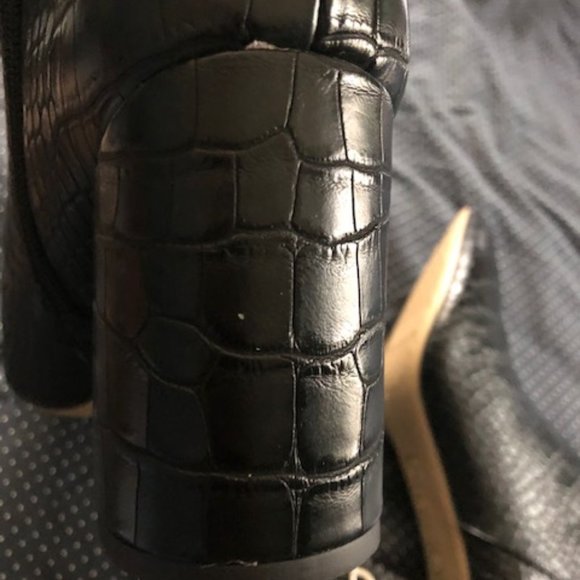 Gator embossed stack heeled booties - Picture 3 of 6